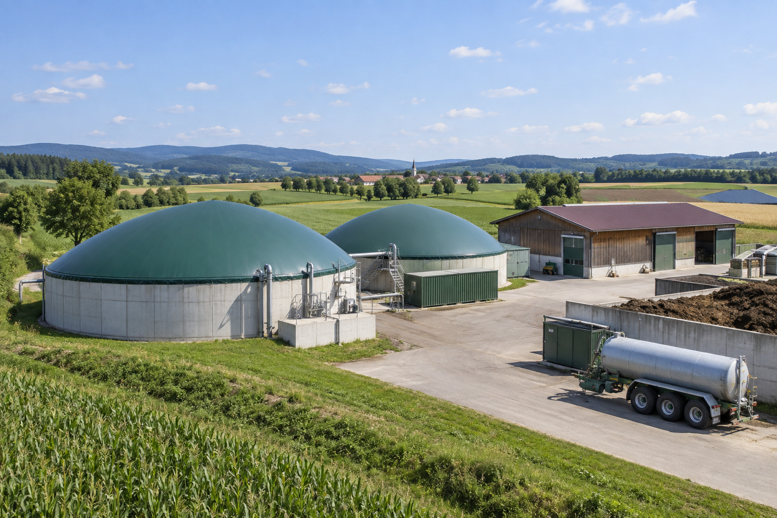 Landwirtschaftlicher Biogas- und Lagerstandort in Europa
